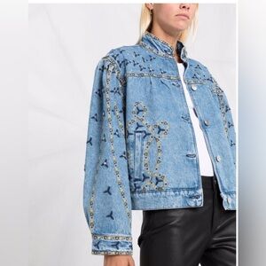 Brand new with tag AUTHENTIC women denim Sandro embroidered Jacket 40!
